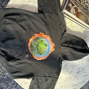 Black Hoodie with Colorful Smiley Face Design